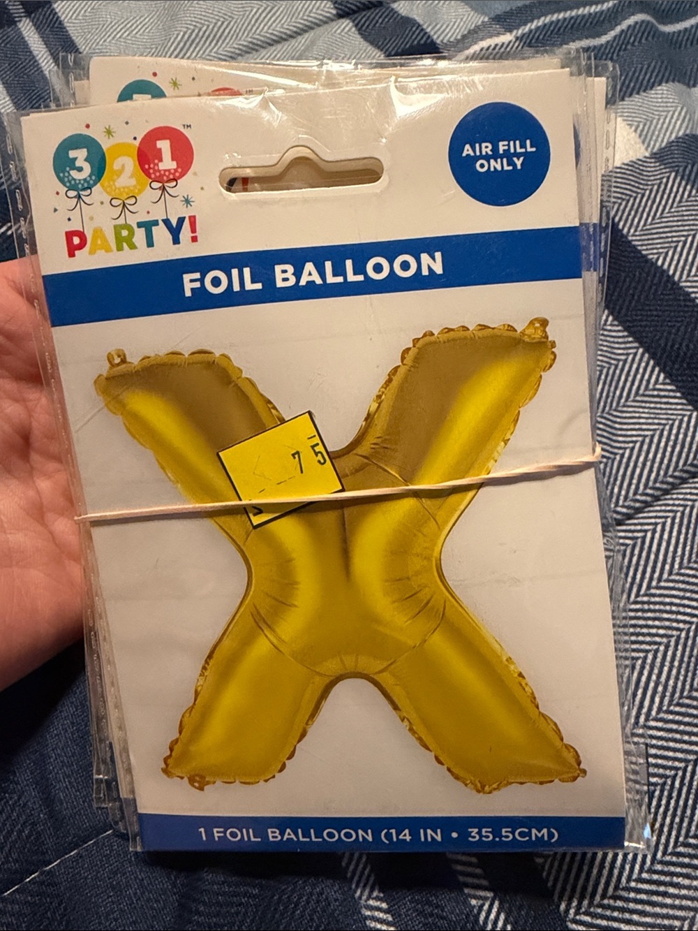 3-2-1 Party! Gold Foil Letter X Balloon - Air Fill
